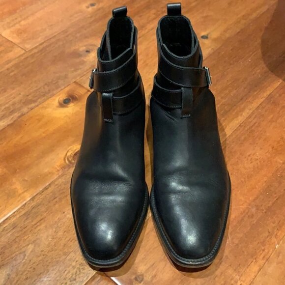 IRO black leather squared toe with silver coloured buckle in size 38 - Picture 2 of 13